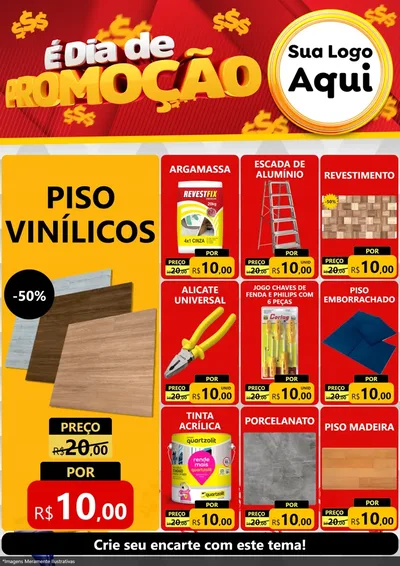 Modelo de Encarte para Encarte A4 Vertical com o tema É Dia De Promoção para Material para Construção