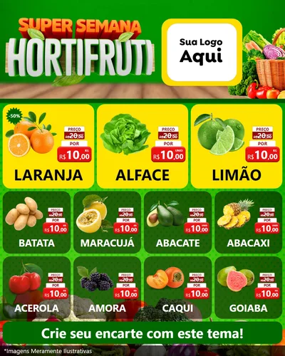 Modelo de Rede Social para Feed Instagram com o tema Super Semana Hortifrúti para Hortifrúti