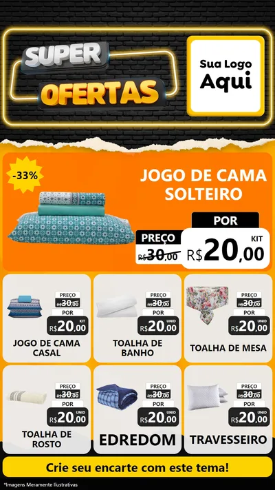 Modelo de Rede Social para Stories com o tema Super Ofertas para Cama, Mesa e Banho