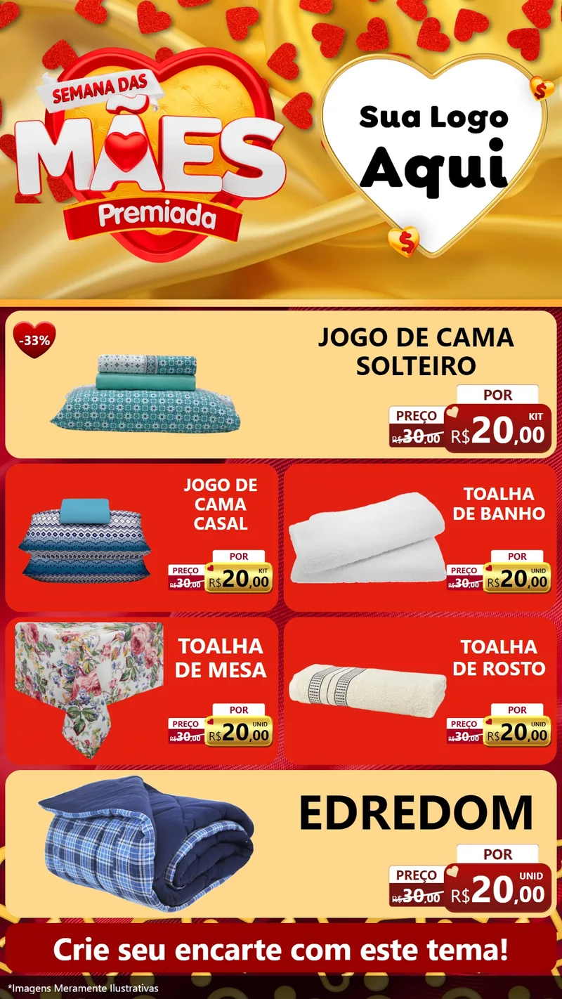 Modelo de TV para TV Vertical com o tema Semana das Mães Premiada para Cama, Mesa e Banho