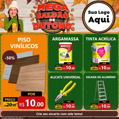 Modelo de Rede Social para Feed Facebook com o tema Mega Saldão de Outono para Material para Construção