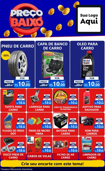 Modelo de Encarte para Encarte Grande com o tema Preço Baixo para Auto peças