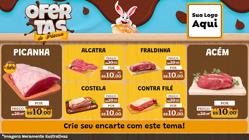 Modelo de TV para TV Horizontal com o tema Ofertas de Páscoa para Açougue