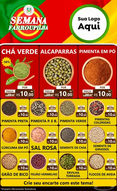 Modelo de Encarte para Encarte Grande com o tema Semana Farroupilha para Produtos Naturais