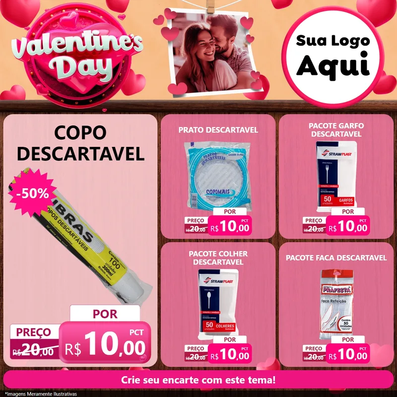 Modelo de Rede Social para Feed Facebook com o tema Valentine's Day para Embalagens