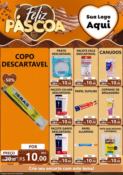 Modelo de Encarte para Encarte A4 Vertical com o tema Feliz Páscoa para Embalagens