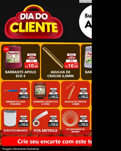 Modelo de Rede Social para Feed Instagram com o tema Dia do Cliente para Armarinho e Aviamentos