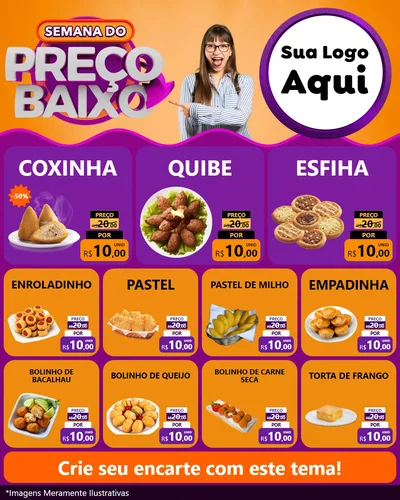 Modelo de Rede Social para Feed Instagram com o tema Semana do Preço Baixo para Salgadaria