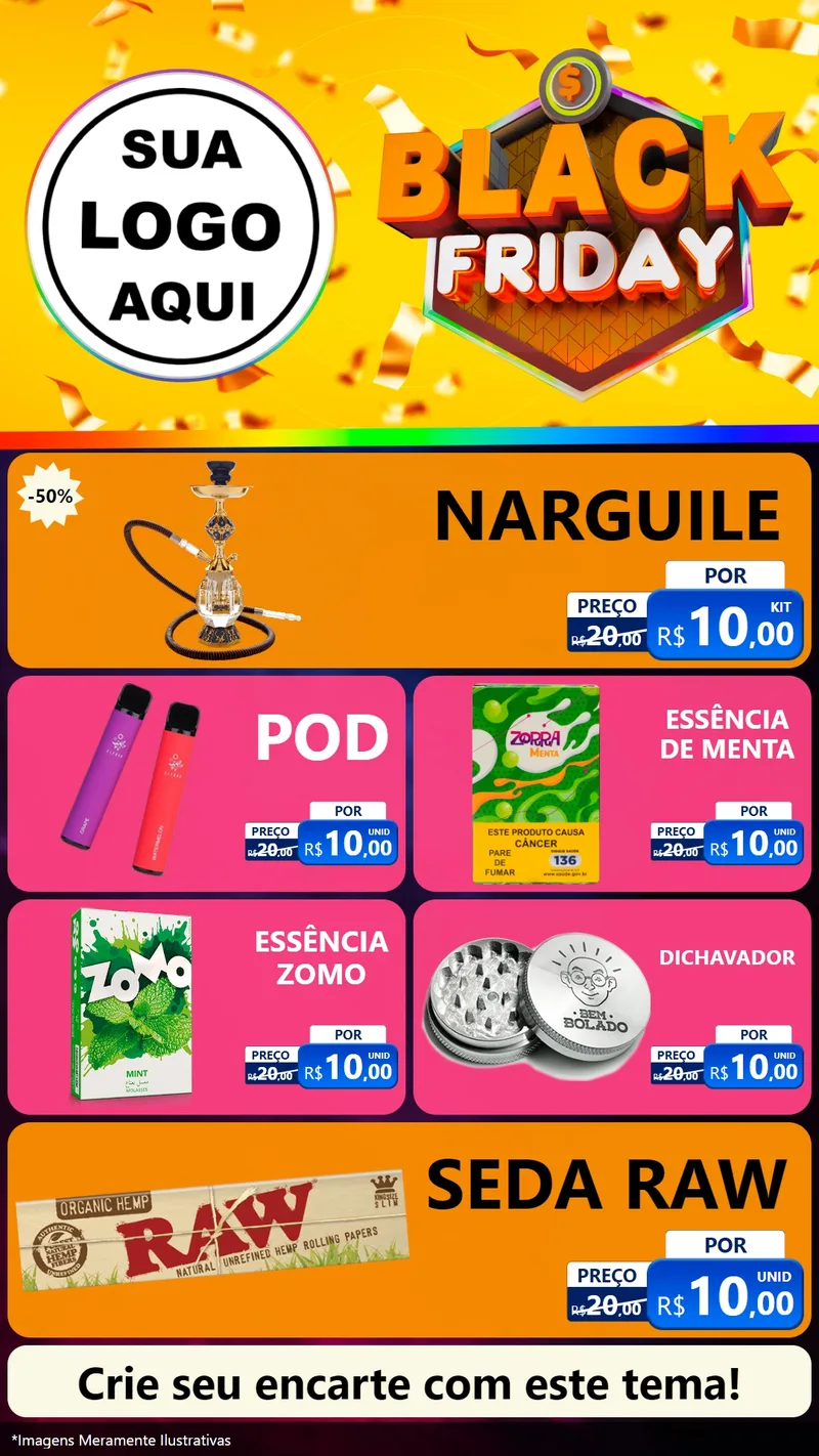Modelo de TV para TV Vertical com o tema Black Friday para Tabacaria