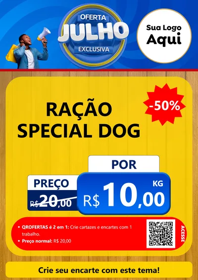 Modelo de Cartaz para Cartaz A4 Vertical com o tema Oferta Exclusiva, Julho para Pet Shop