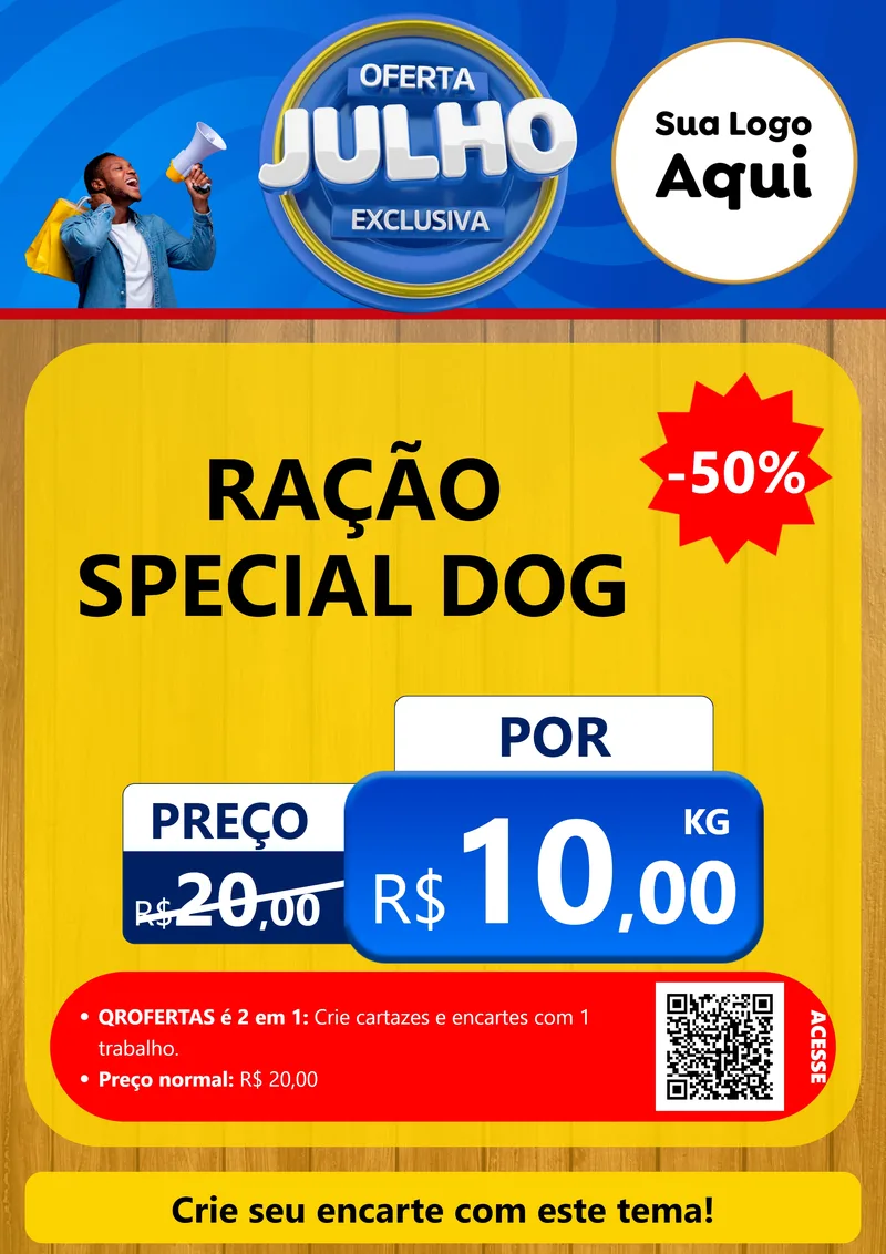 Modelo de Cartaz para Cartaz A4 Vertical com o tema Oferta Exclusiva, Julho para Pet Shop