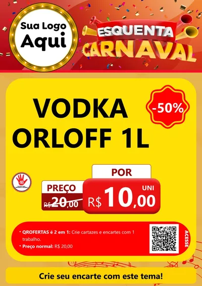 Modelo de Cartaz para Cartaz A4 Vertical com o tema Esquenta Carnaval para Distribuidora de bebidas