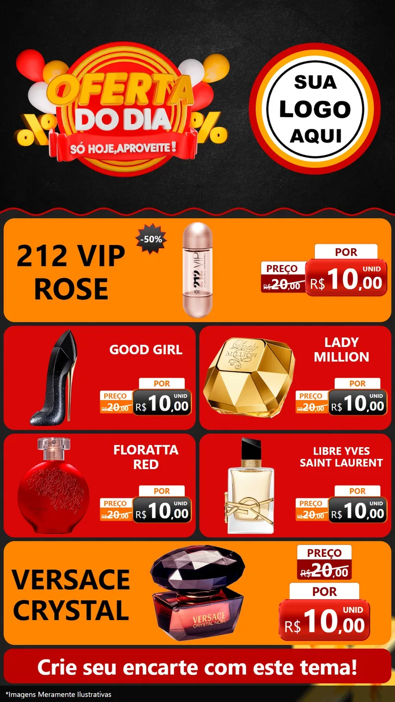 Modelo de TV para TV Vertical com o tema Oferta do Dia - Só hoje, Aproveite! para Perfumes