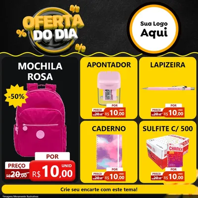 Modelo de Rede Social para Feed Facebook com o tema Oferta Do Dia para Papelaria