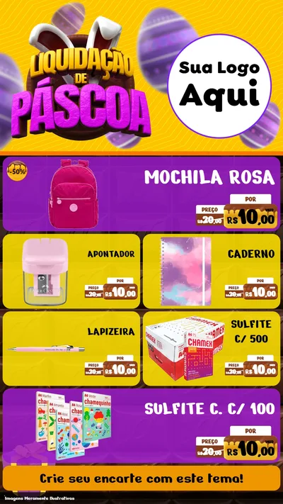 Modelo de TV para TV Vertical com o tema Liquidação de Páscoa para Papelaria