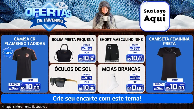 Modelo de TV para TV Horizontal com o tema Ofertas de Inverno para Roupas e acessórios