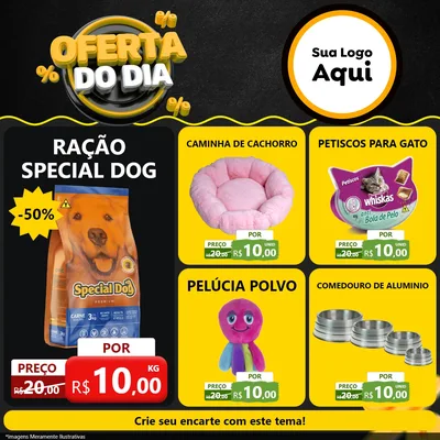 Modelo de Rede Social para Feed Facebook com o tema Oferta Do Dia para Pet Shop