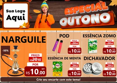 Modelo de Encarte para Encarte A4 Horizontal com o tema Especial Outono para Tabacaria