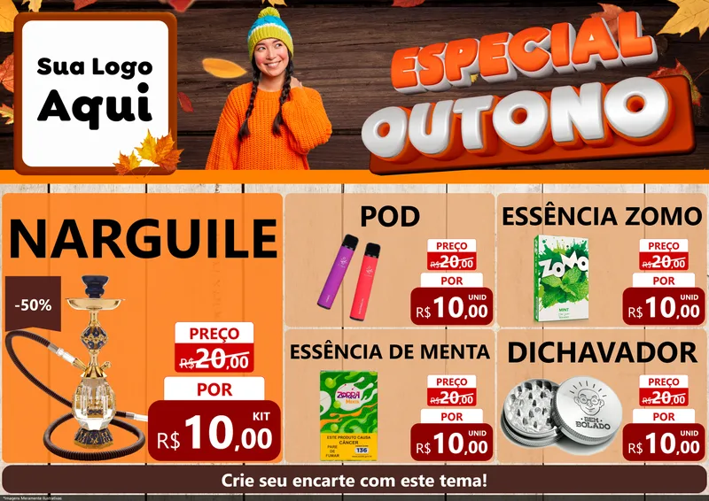 Modelo de Encarte para Encarte A4 Horizontal com o tema Especial Outono para Tabacaria