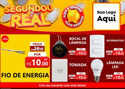 Modelo de Encarte para Encarte A4 Horizontal com o tema Segundou do Real para Materiais Elétricos