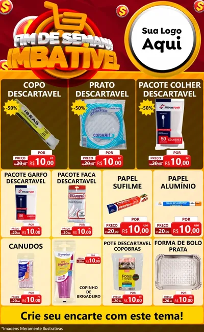 Modelo de Encarte para Encarte Grande com o tema Fim de Semana Imbatível para Embalagens