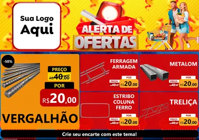 Modelo de Encarte para Encarte A4 Horizontal com o tema Alerta de Ofertas para Ferragens