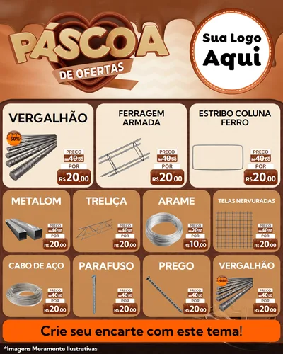 Modelo de Rede Social para Feed Instagram com o tema Páscoa de Ofertas para Ferragens
