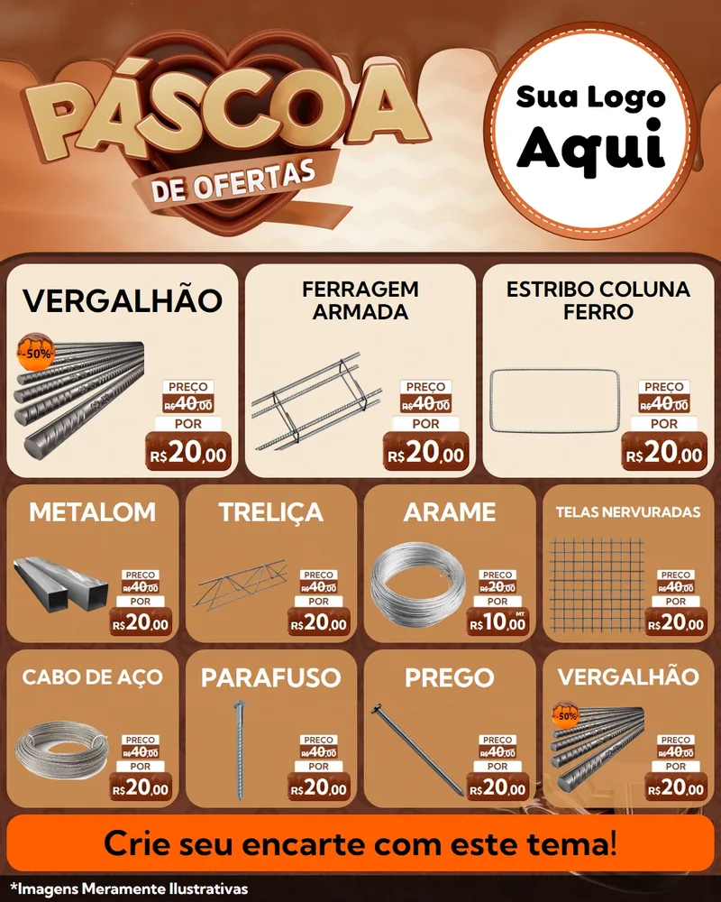 Modelo de Rede Social para Feed Instagram com o tema Páscoa de Ofertas para Ferragens