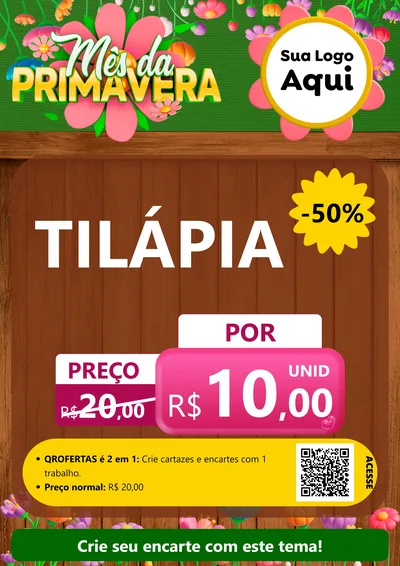 Modelo de Cartaz para Cartaz A4 Vertical com o tema Mês da Primavera para Peixaria