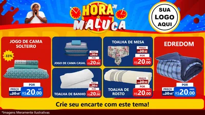 Modelo de TV para TV Horizontal com o tema Hora Maluca para Cama, Mesa e Banho