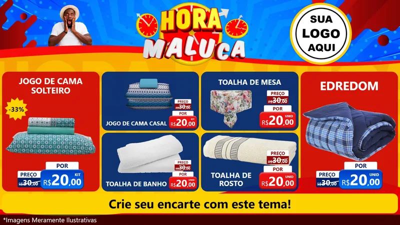 Modelo de TV para TV Horizontal com o tema Hora Maluca para Cama, Mesa e Banho
