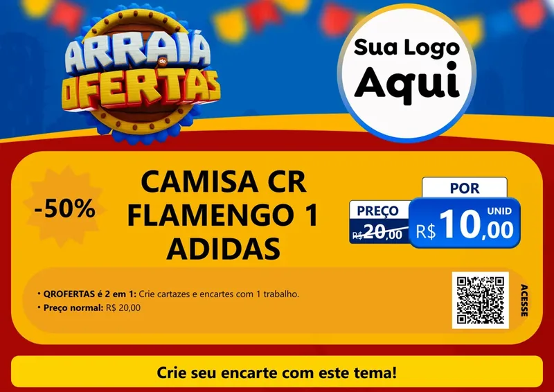 Modelo de Cartaz para Cartaz A4 Horizontal com o tema Arraiá de Ofertas - Junina para Roupas e acessórios