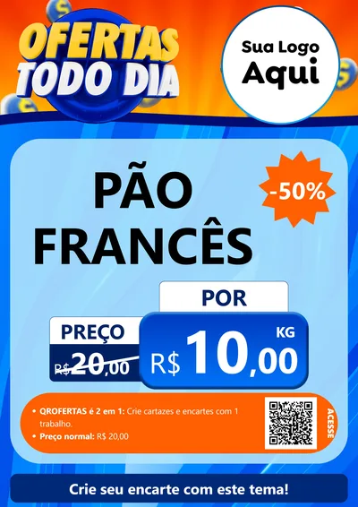 Modelo de Cartaz para Cartaz A4 Vertical com o tema Ofertas Todo Dia para Padaria