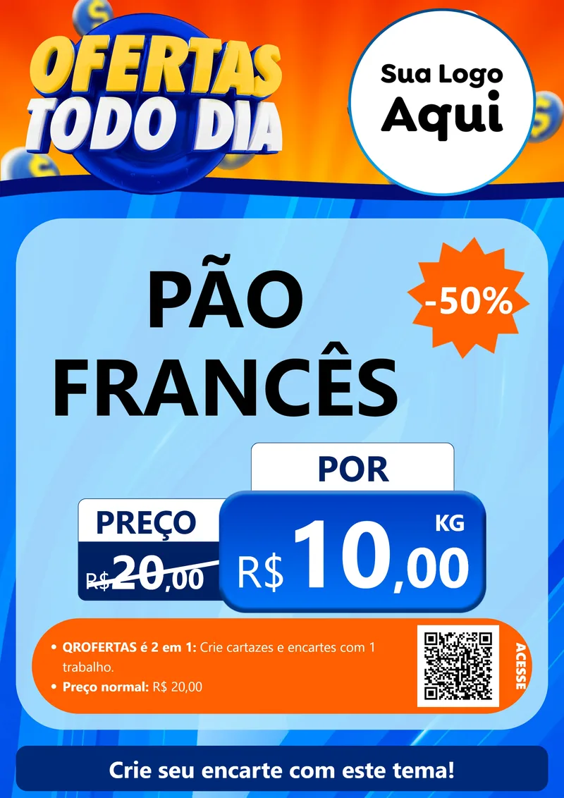 Modelo de Cartaz para Cartaz A4 Vertical com o tema Ofertas Todo Dia para Padaria