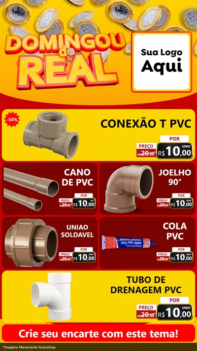 Modelo de TV para TV Vertical com o tema Domingou do Real para Tubos e conexões