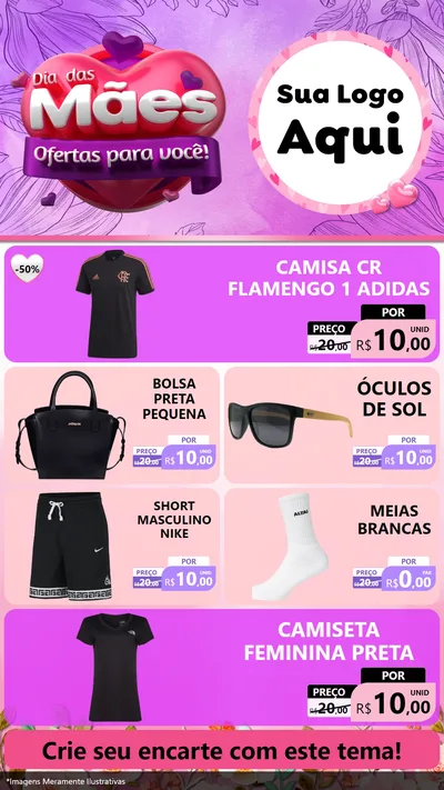 Modelo de TV para TV Vertical com o tema Dia das Mães Ofertas para Você! para Roupas e acessórios