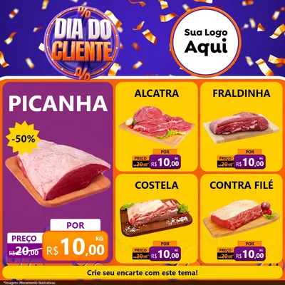 Modelo de Rede Social para Feed Facebook com o tema Dia do Cliente para Açougue
