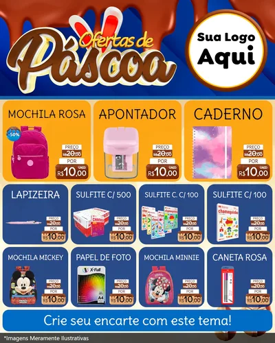 Modelo de Rede Social para Feed Instagram com o tema Ofertas de Páscoa para Papelaria