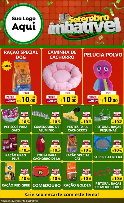 Modelo de Encarte para Encarte Grande com o tema Setembro Imbatível para Pet Shop