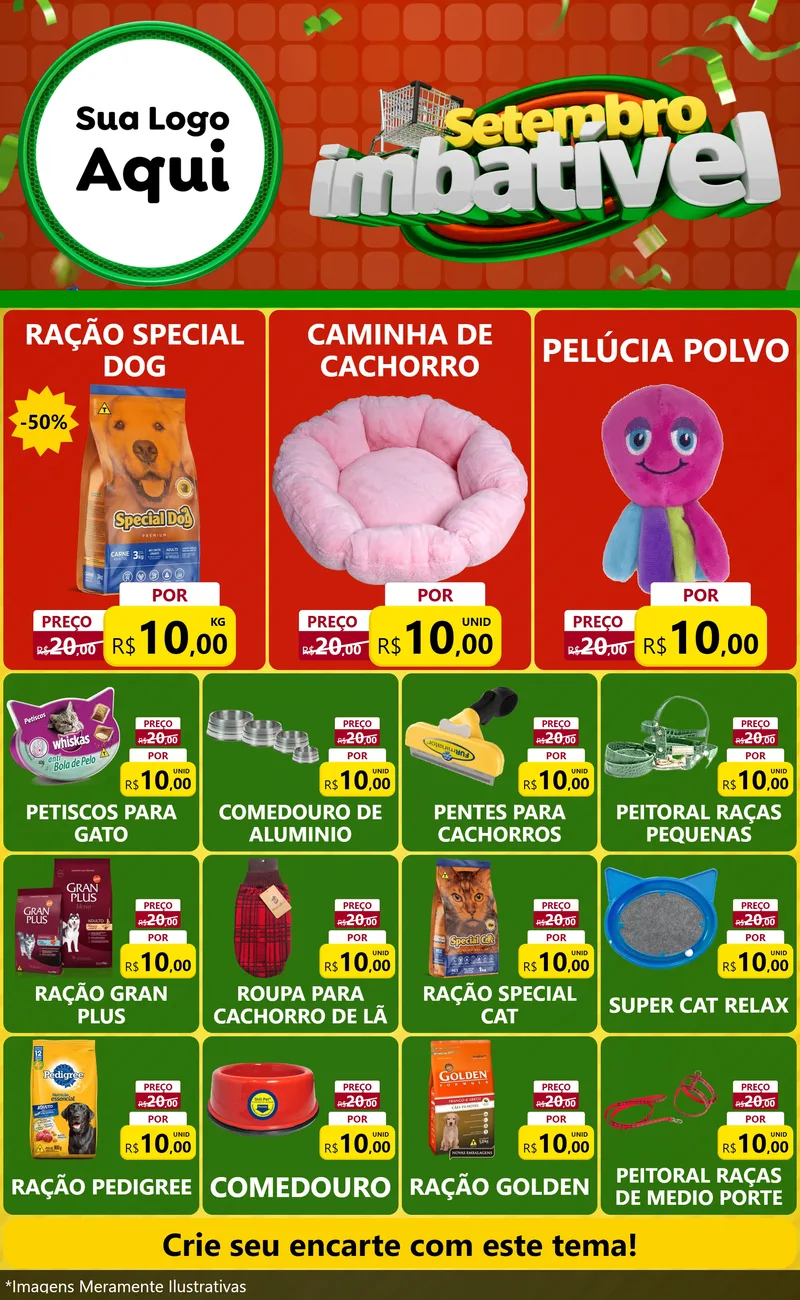 Modelo de Encarte para Encarte Grande com o tema Setembro Imbatível para Pet Shop