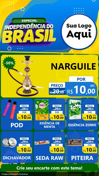Modelo de Rede Social para Stories com o tema Especial Independência do Brasil para Tabacaria
