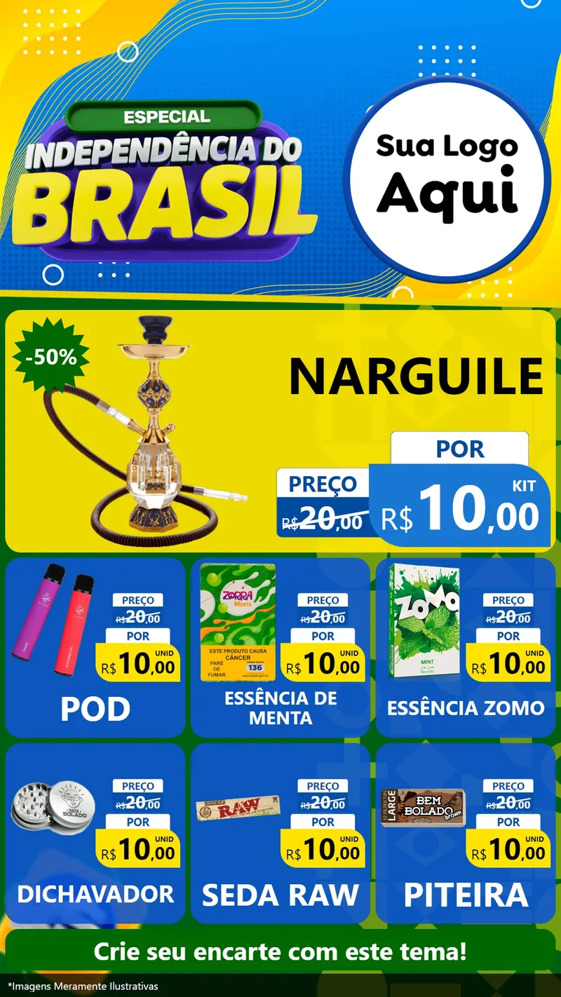 Modelo de Rede Social para Stories com o tema Especial Independência do Brasil para Tabacaria