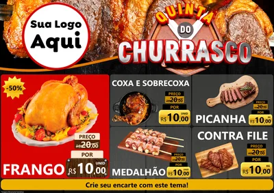 Modelo de Encarte para Encarte A4 Horizontal com o tema Quinta do Açougue para Assados