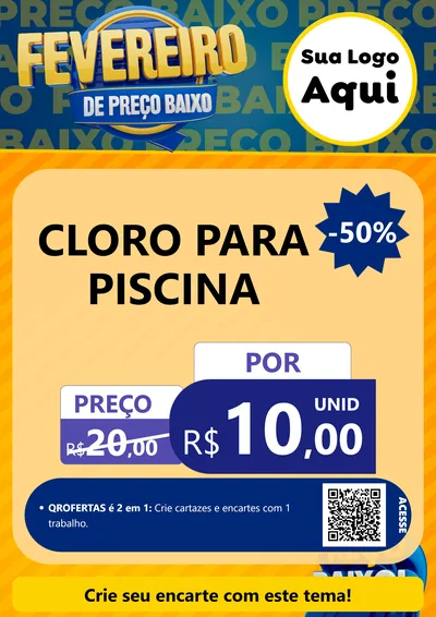 Modelo de Cartaz para Cartaz A4 Vertical com o tema Fevereiro de Preço Baixo para Produtos para Piscina