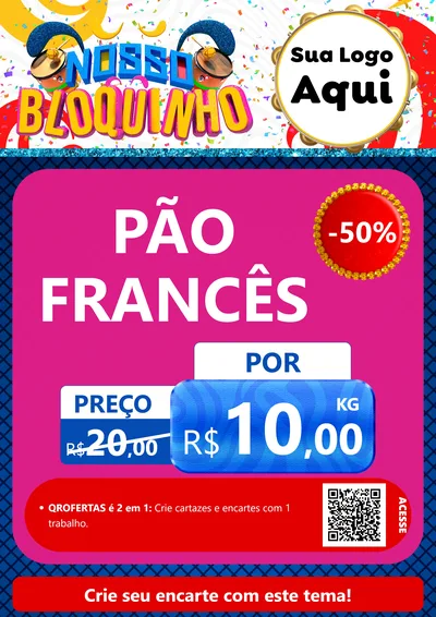 Modelo de Cartaz para Cartaz A4 Vertical com o tema Nosso Bloquinho para Padaria