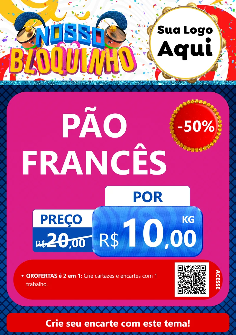 Modelo de Cartaz para Cartaz A4 Vertical com o tema Nosso Bloquinho para Padaria