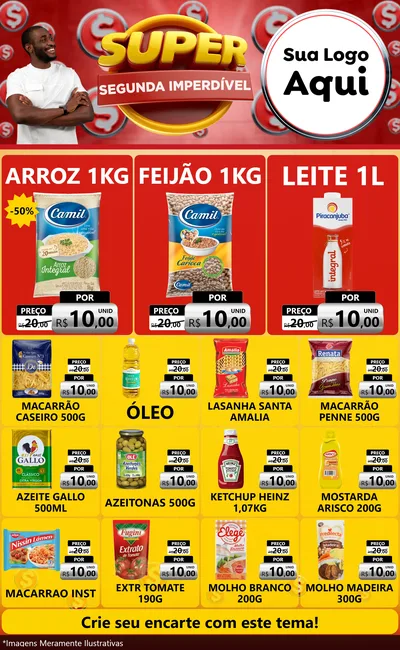 Modelo de Encarte para Encarte Grande com o tema Super Segunda Imperdível para Supermercado
