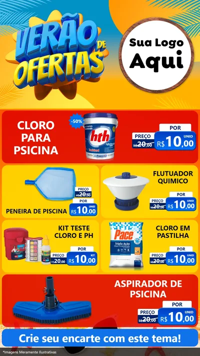 Modelo de TV para TV Vertical com o tema Verão de Ofertas para Produtos para Piscina