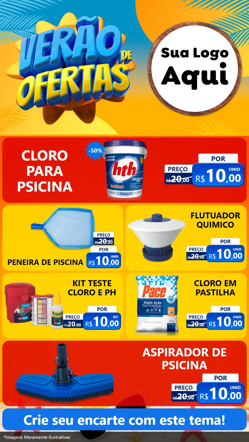 Modelo de TV para TV Vertical com o tema Verão de Ofertas para Produtos para Piscina