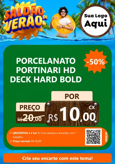 Modelo de Cartaz para Cartaz A4 Vertical com o tema Saldão de Verão para Pisos e revestimentos